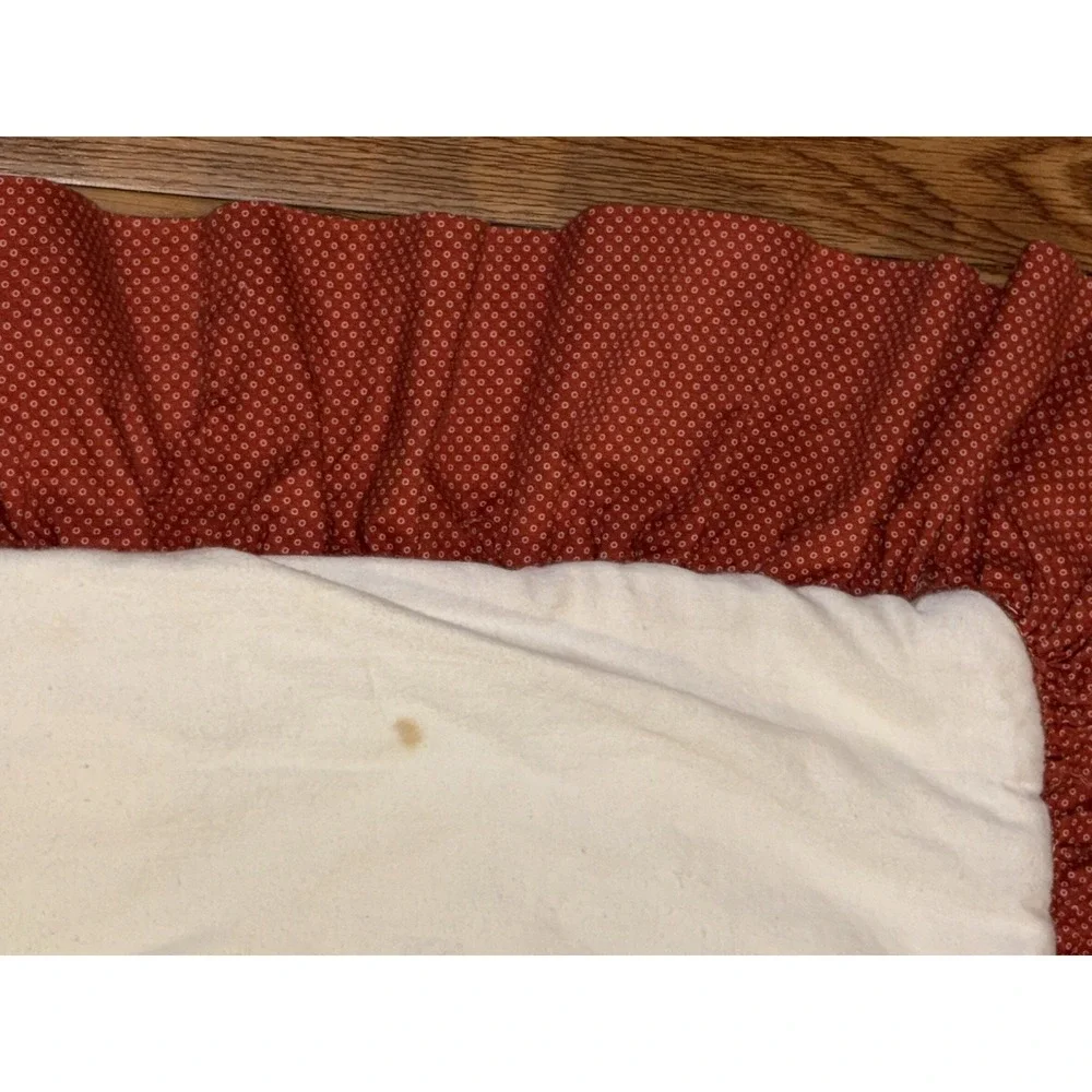 Handmade Patchwork Pillow Shams Standard Rust Cottage Farmhouse Lace Ruffle - Picture 7 of 8